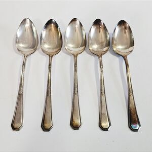 Antique WM Rogers & Son AA Silver Plated 1923 Mayfair Pattern Spoon Set of Five